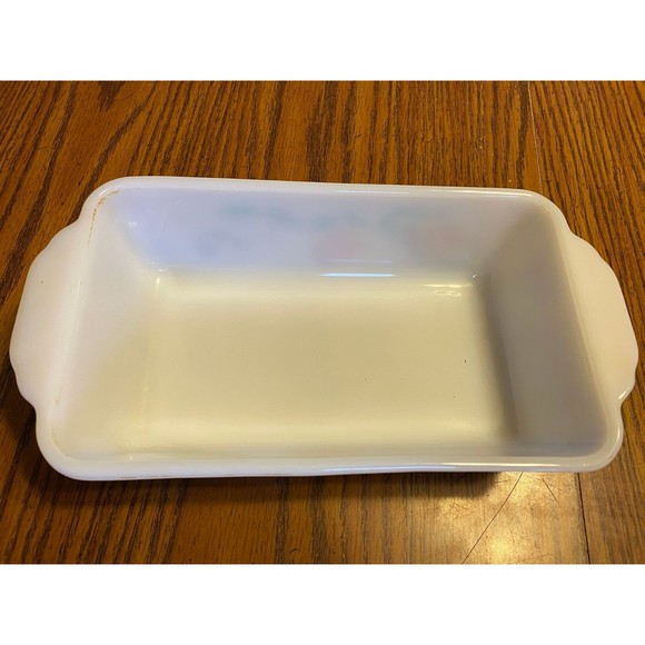 5 pc Fire King Gay Fad Fruit Loaf Pan - (2) Refrigerator Dish with glass lid - Picture 3 of 10